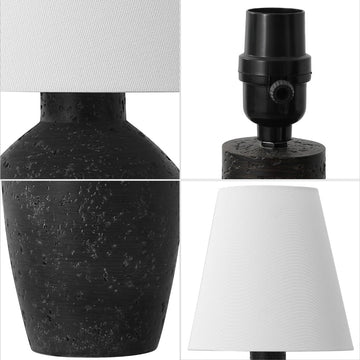 Xander 19.5" Minimalist Scandinavian Concrete Effect Resin/Iron Ginger Jar LED Table Lamp - JONATHAN Y